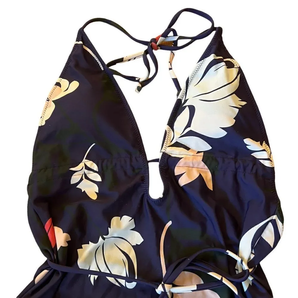 Cupshe Medium One Piece Plunge Floral Neck Swimsuit